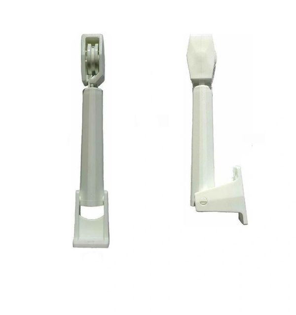 White plastic retractable folding cabinet support.