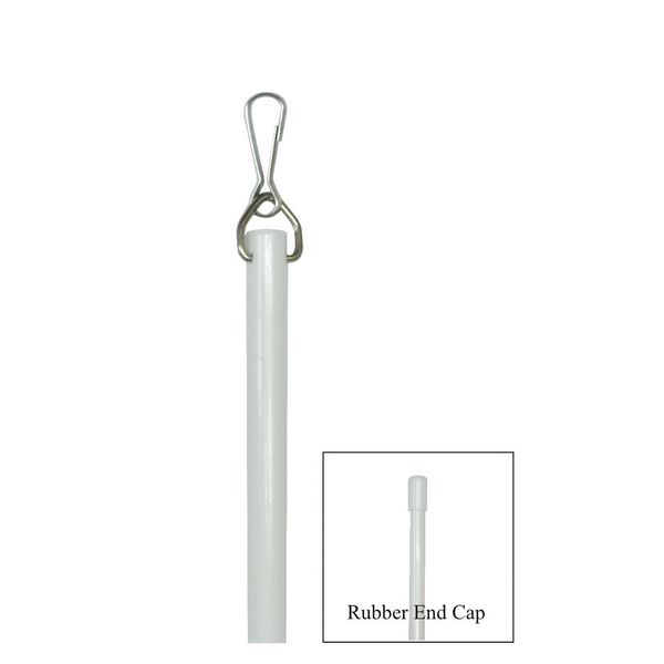 White pole with metal clip, rubber end.