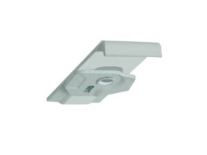 Ceiling-mounted white light fixture.