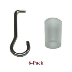 Metal hook and plastic cap, 6-pack.