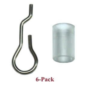 Metal hook and plastic sleeve, 6-pack.