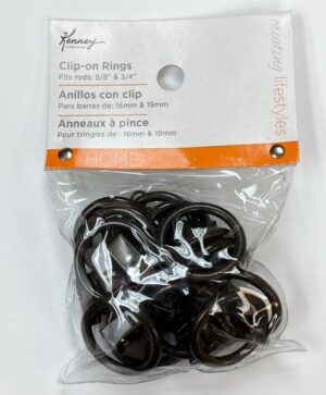 Package of black clip-on curtain rings.