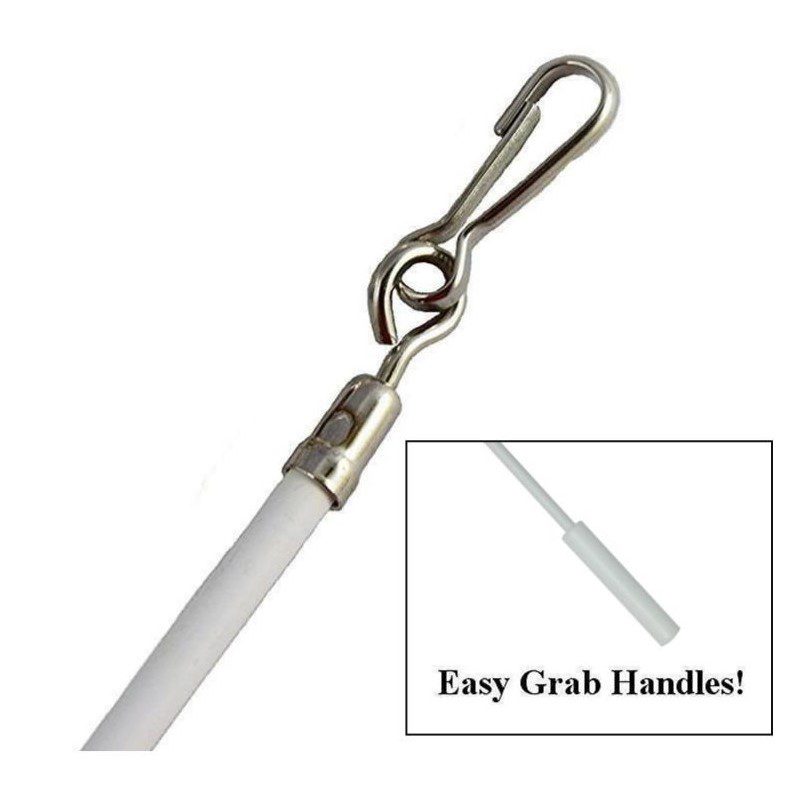 White leash with a metal clip and easy grab handle.