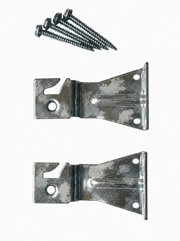 Pair of metal mounting brackets with screws