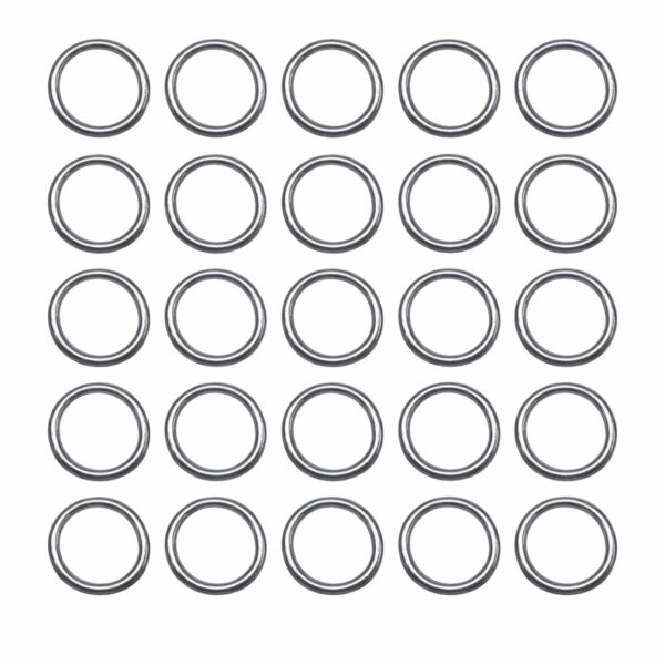 Twenty-five circular rings arranged in rows.